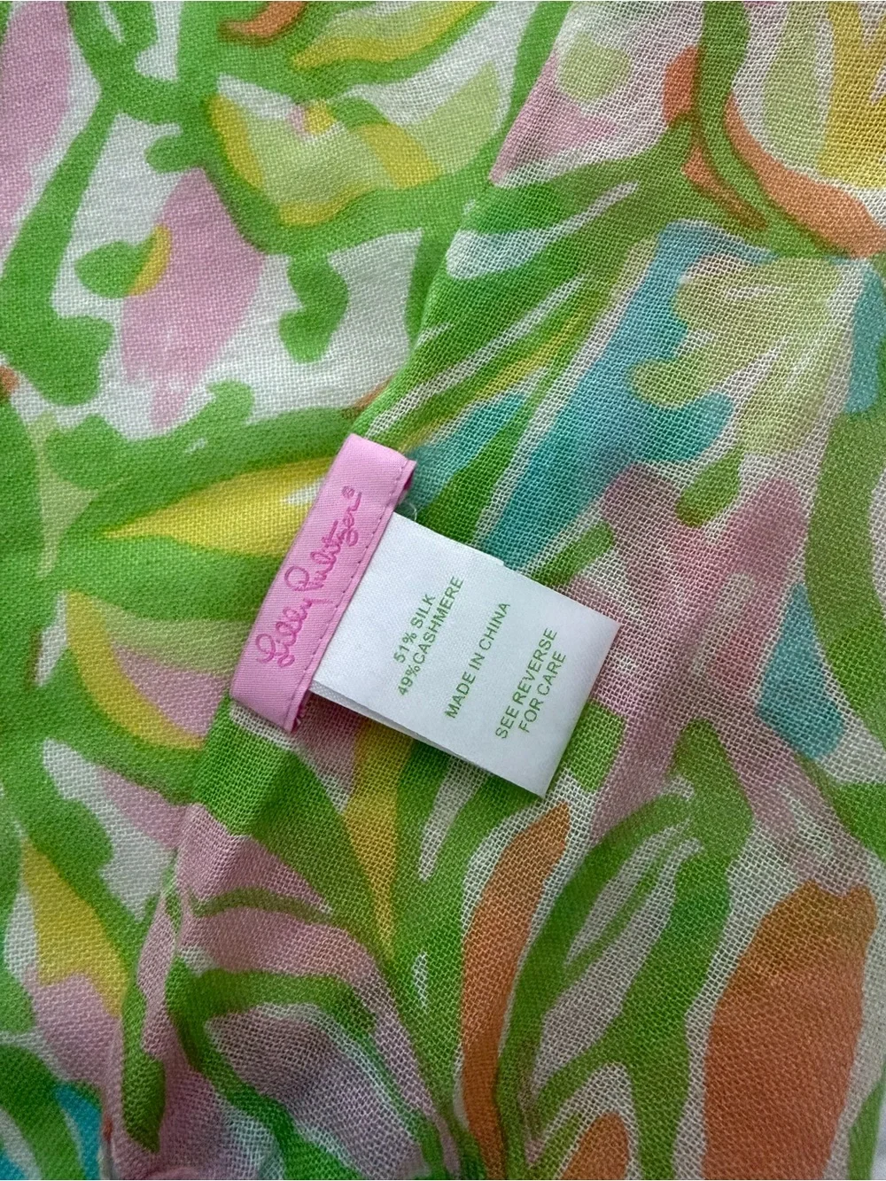 Lilly Pulitzer Murfee scarf Elephant Ears large 72x 27 pink green blue orange